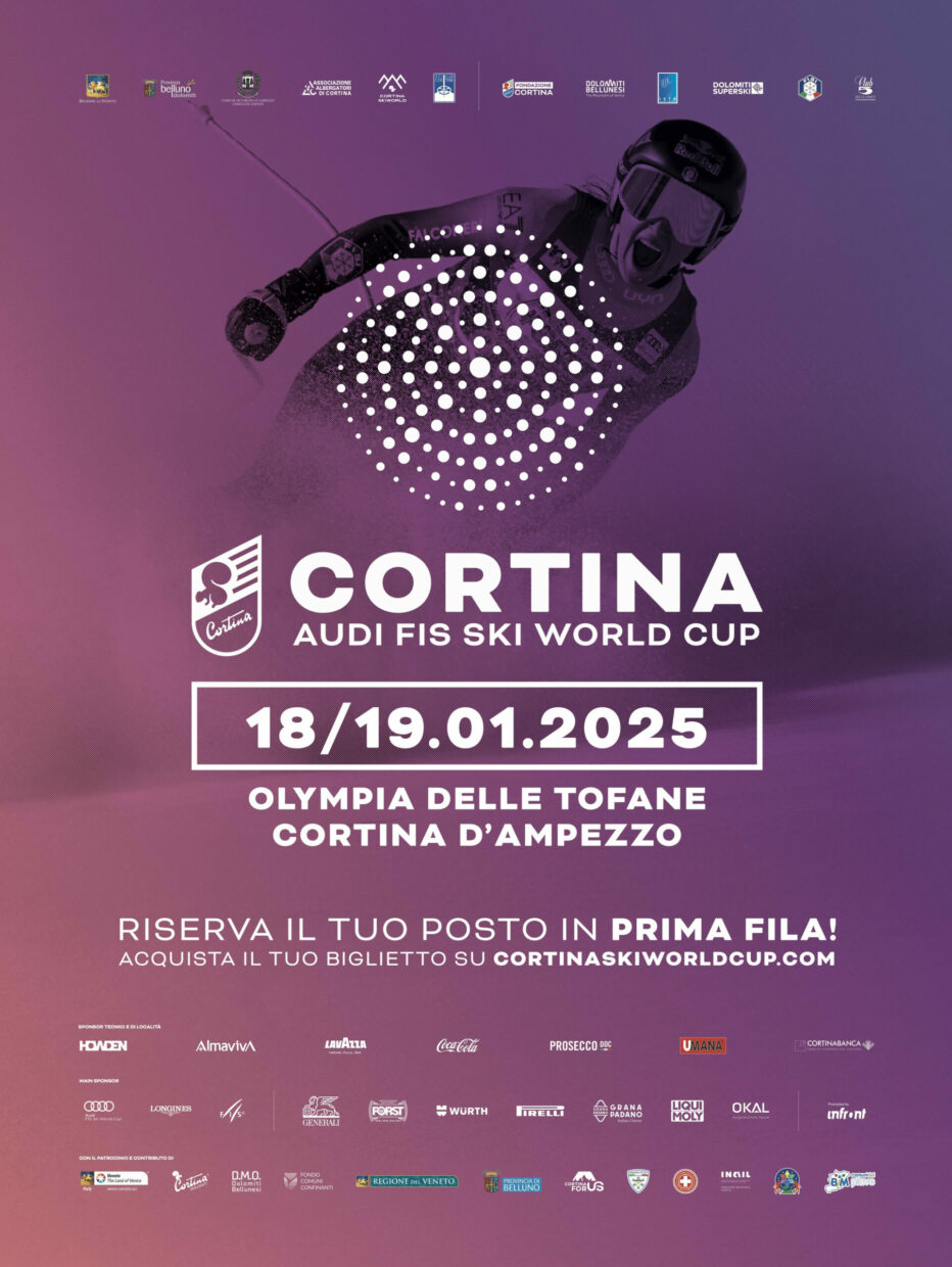 CORTINA AUDI FIS SKI WORLD CUP: LA FINISH AREA DI RUMERLO SI TINGE DI ROSA